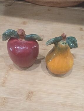 Sakura Red Apple and Yellow Pear Ceramic Salt and Pepper Shakers